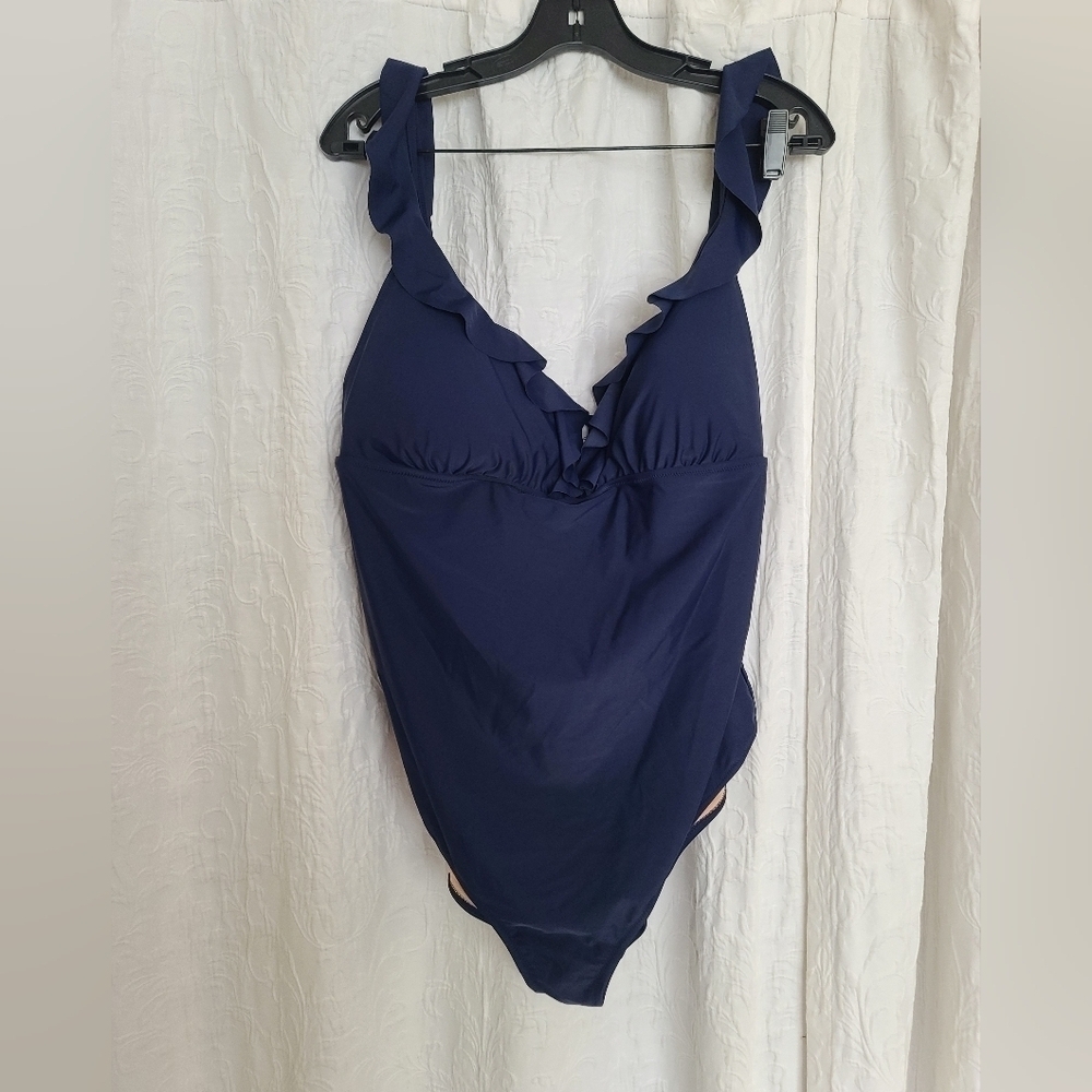 J. Crew Navy Swimsuit – Ruffle Strap – Size 3X